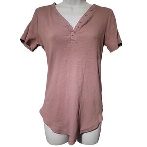 Duluth Trading V Neck T-Shirt Size XS Women's Short Sleeve Purple Cotton Spandex